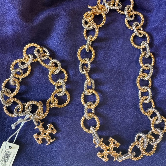 Tory Burch Gold and Silver Chain Necklace
